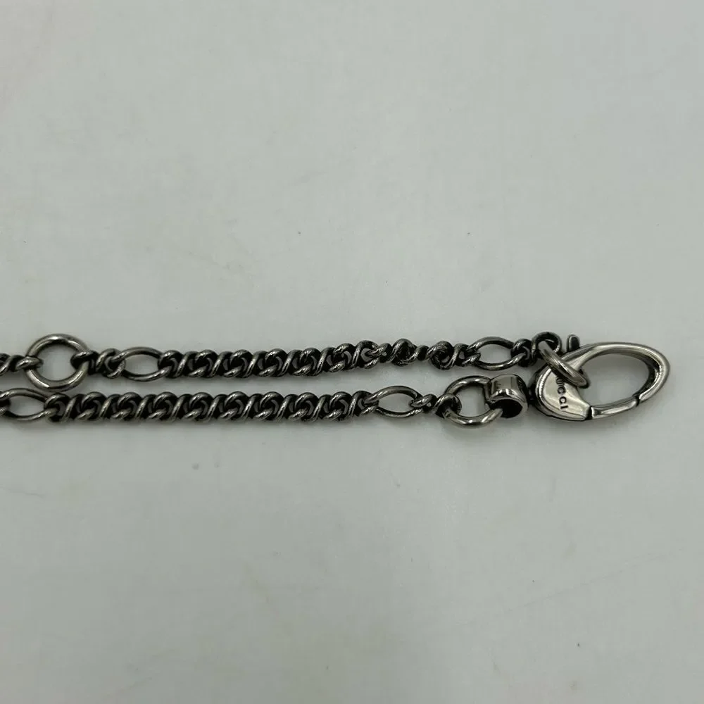 Gucci iconic Lionhead, silver tone crystal necklace made in Italy